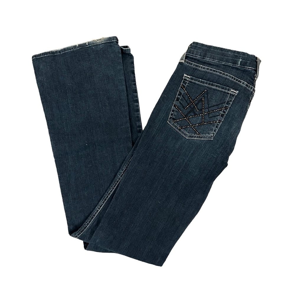 7FAM A-Pocket bootcut jeans rhinestone embellished mid rise
